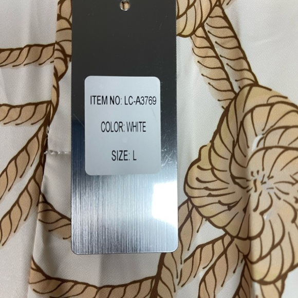 Lizette Collection Women’s Size L Elegant Cream and Gold Wide-Leg Pants - Picture 5 of 10